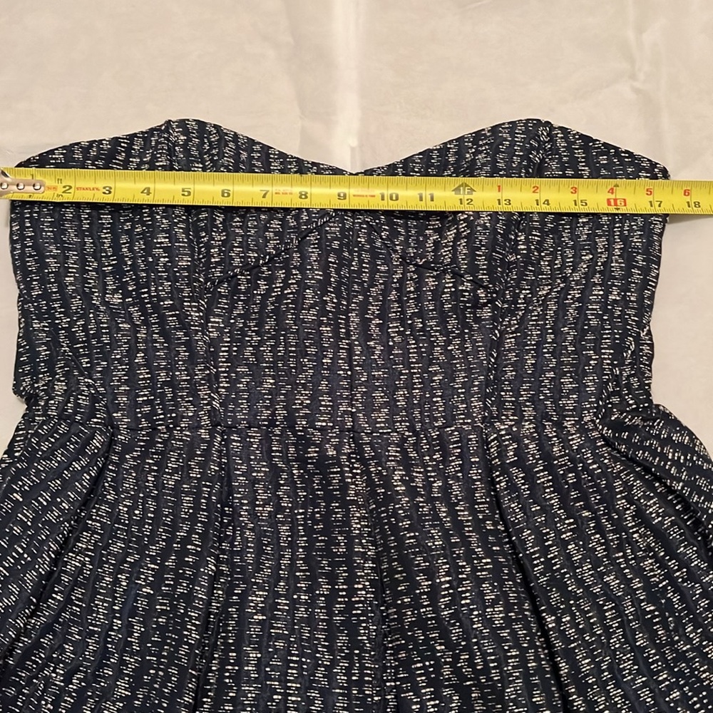 Shoshanna Blue/White/Silver Strapless Pleated Dress Size 10 - Picture 10 of 12
